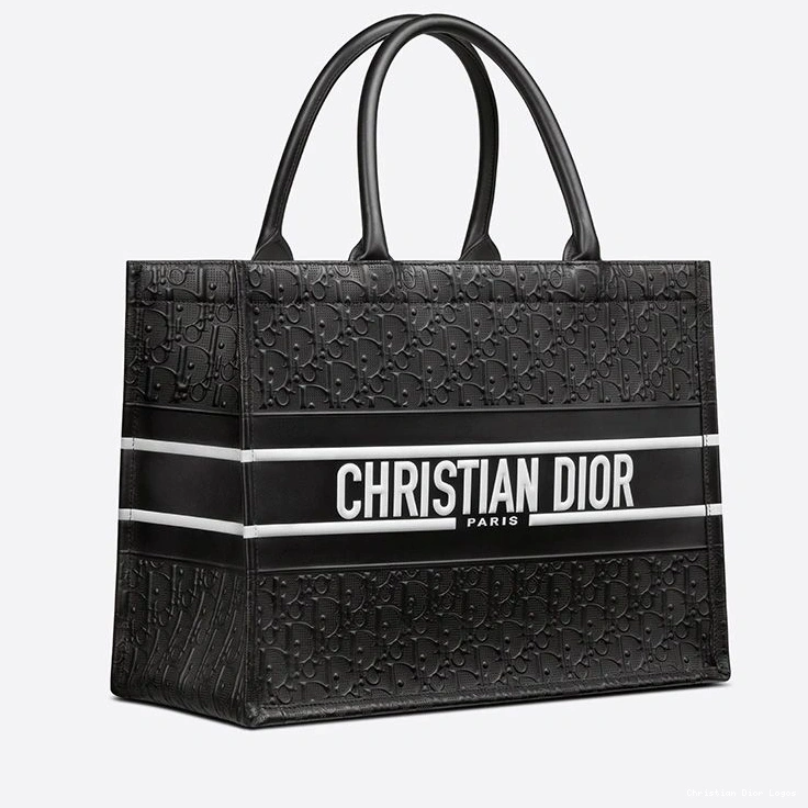 Cheap Tote Oblique Book Embossed Calfskin Dior Black White 0810 Luxury